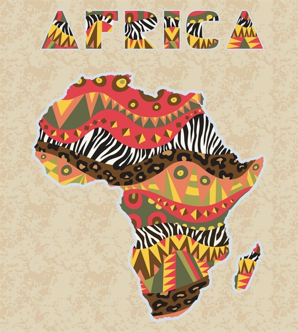 Afrika Haritası - Etnik Kanvas Tablo