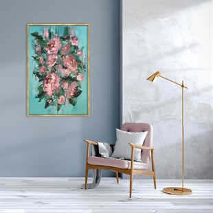 Abstract Pink Flower - Yağlı Boya Dokulu Tablo