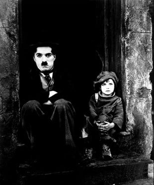 Charlie Chaplin ve Çocuk - Kanvas Tablo