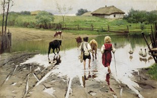 Köy Çocukları - Kanvas Tablo