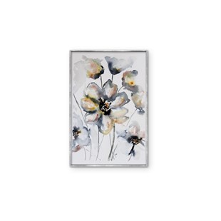 Soyut Beyaz Çiçekler - Yağlı Boya Dokulu Tablo